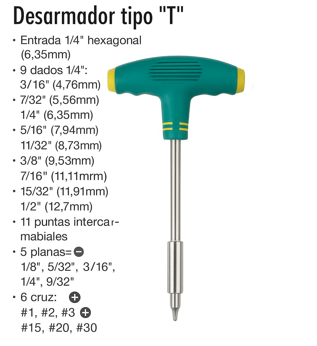 Desarmador Tipo T multifuncional